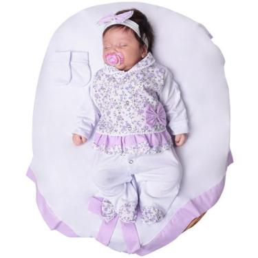 Imagem de Saída de Maternidade Menina Aconchego Duda Floral Lilás 04 Peças P - A
