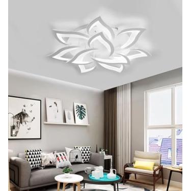 Imagem de RUTAIDYE Luminária De Teto Led Moderna De 80 W Com Controle Remoto, 10 Flores, 33,4 Pol., Para Quarto, Sala De Estar, Sala De Jantar, Escritório, Entrada, Cozinha
