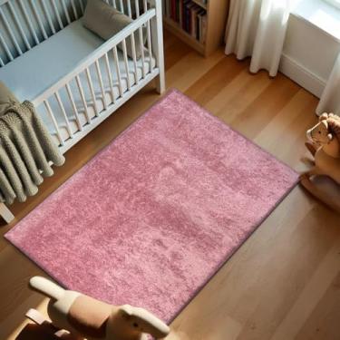 Imagem de 1 Tapete Quarto Infantil Peludo Beira Cama 100x150 Oa Cl Vr (ROSA BEBE Claro - FELPUDO LISO)