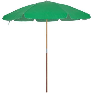 Imagem de Guarda-Sol Guarapari em Bagum e Haste de Madeira 1,60m Verde Bandeira 