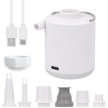 Imagem de XINBAOHONG Mini Bomba Portátil de Ar para Acampamento, Pequena Bomba de Inflador/Deflator com Bateria de 1600Mah, Recarregável por USB para Flutuadores de Piscina, Cama de Ar, Colchão de Ar, Anel de N