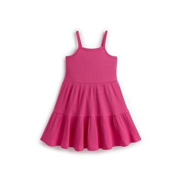 Imagem de MONICA + ANDY Vestido de alças finas com nervuras orgânicas para bebês, Rosa brilhante, 4 Anos