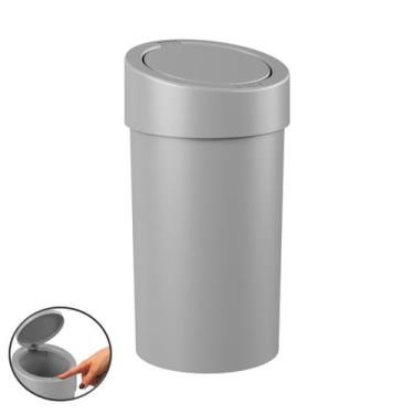 Imagem de Lixeira 9 Litros com Tampa Click Press Cozinha Banheiro Cinza - 10909 