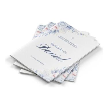 Imagem de 10 Livrinhos De Oração Lembrancinha Batizado Floral Azul - CONCEITO PE