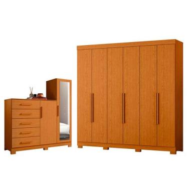 Imagem de Quarto Completo Guarda Roupa 6 Portas Vinci e Cômoda Sapateira New Mas