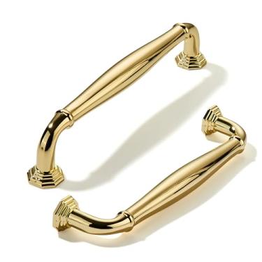 Imagem de khtumeware Pacote com 10 puxadores de armário de latão polido de 4 polegadas (102 mm) puxador de armário dourado não laqueado ferragens sólidas para armário puxadores de gaveta puxador de cômoda
