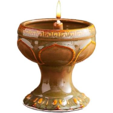 Imagem de Lâmpada De óleo Cerâmico Lâmpada De Manteiga Lâmpada Longa E Brilhante Assento De Lâmpada Antiga Lâmpada De Buda Doméstico Buda Para A Lâmpada Retro Para Buda Incenso Lâmpada , B