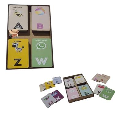 Imagem de Brinquedo Pedagógico Em Madeira Estojo Educativo Alfabeto Ilustrado