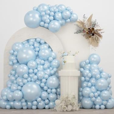 Imagem de JZCZOEB Double Pearl Blue Stuffed Balloons Different Size 115Pcs 5/10/12/18" Light Blue Balloon Arch Kit for Birthday Baby Shower Bridal Shower Engagement Ocean Under the Sea Frozen Theme Party