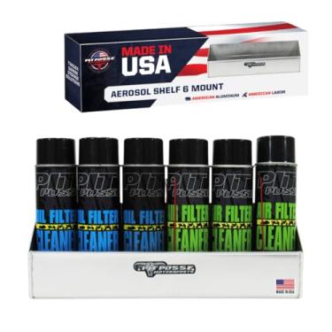 Imagem de Pit Posse – Organizador de armazenamento de garagem/reboque – Prateleira de aerossol – Prateleira de suporte de alumínio – para loja ou reboque fechado – Instalação universal (prata) – Acessórios automotivos