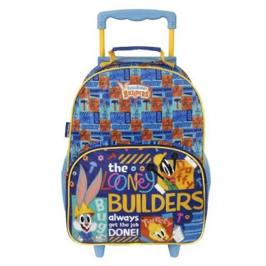 Imagem de Mala Escolar G com Rodinhas Squeeze 340ml Infantil Menino Looney Tunes