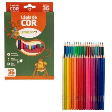 Imagem de Lápis De Cor 36 Cores Leo e Leo Sextavado Kit Escolar - Leo Leo