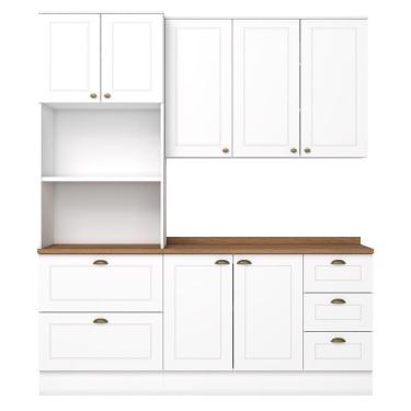 Imagem de Cozinha Modulada Americana 3 Peças Com Torre Quente 2 Fornos Branco/nature - Móveis Henn Branco/nature