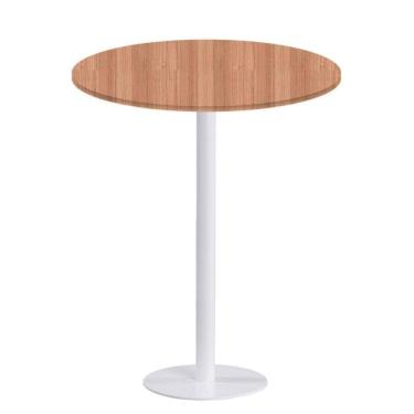 Imagem de Mesa Pisa Beta Bistrô Fratini 107,50cm (a) Disco Redondo Branco Tampo Mdp Redondo Noce Nat 70cm (l)
