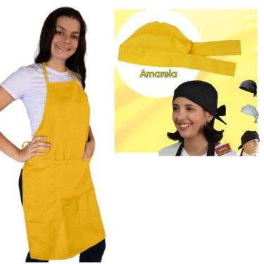 Imagem de Kit Avental e Touca de Cozinha Vestimenta Culinária Oxford Bar Restaur
