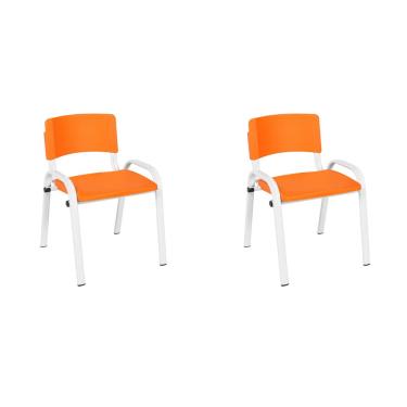 Imagem de Kit 2 Cadeiras Escolares ISO Infantil Base Branca Estrutura Metálica