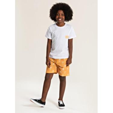 Imagem de Conjunto Verão Menino Branco Camiseta e Bermuda com Recorte Coqueiros 