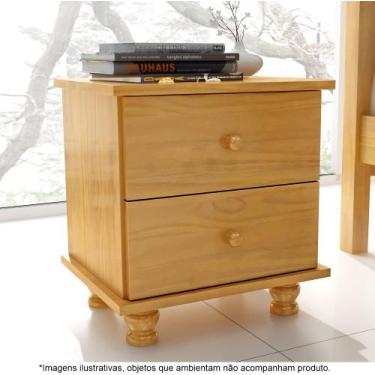 Imagem de Mesa de Cabeceira 2 Gavetas em Madeira Maciça Ônix Mel - Straub Web