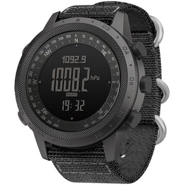 Imagem de findtime Relógios de caminhada masculinos com bússola, altímetro, barômetro, pedômetro, durável, para esportes de sobrevivência, aventura, esportes ao ar livre, tático, militar, designer e pulseira de
