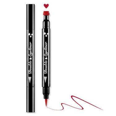 Imagem de BINGBRUSH Lápis Delineador Líquido De Duas Pontas, Cores Flores Coração Lua Estrela Formatos Rosto Carimbos Maquiagem Colorido À Prova D'Água Gel Fino Ponta De Feltro Delineador Líquido De Alta Pigm