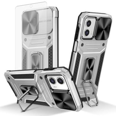 Imagem de Asuwish Capa de telefone para Motorola Moto G 5G 2023 com capa de câmera deslizante de vidro temperado protetor de tela suporte suporte robusto fino celular acessórios para celular G5G 5 G G5 mulheres