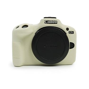 Imagem de MUZIRI KINOKOO Capa para EOS R50, capa protetora de silicone macio para câmera Canon EOS R50 DSLR - capa de transporte de borracha macia antiarranhões - Off White