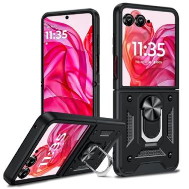 Imagem de LeYi Capa para Motorola Razr Plus 2024: [ ♚ ] Capa resistente à prova de choque de grau militar com suporte magnético para Moto Razr 50 Ultra/Razr+ Plus 2024, preta