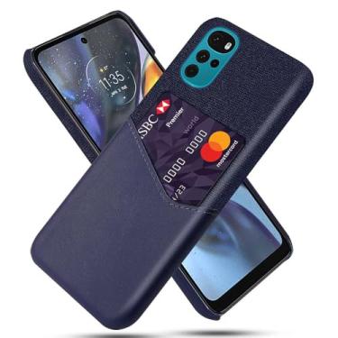 Imagem de Capa para MOTO G22 5G,Tela e tampa de couro PU,Antideslizante,360°cobertura completa à prova de choque com 1 slot de cartão atrás,Prevenção de queda-Blue