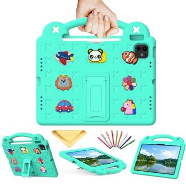Imagem de UUcovers Capa infantil para iPad Air de 11 polegadas M2 (2024) e iPad Pro 11 M4 (2024) com suporte para lápis/alça/suporte/leve, fofa, macia, EVA à prova de choque, suporte de silicone para meninas,