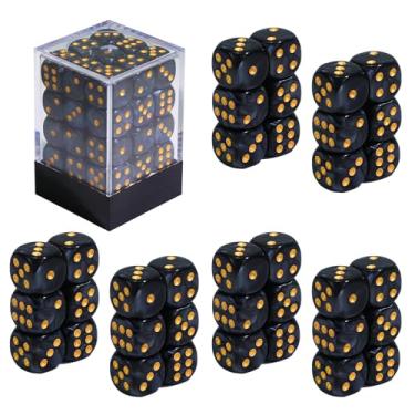 Imagem de SIXPOINTS 36Pcs 12mm/0.47inch Mini Dice Set,Colours D6 Game Dice Set, 6 Sided Standard Dices for MTG,DND,Yahtzee, Bunco or Teaching Math Board Game,with Portable Plastic Box (Black Pearl)