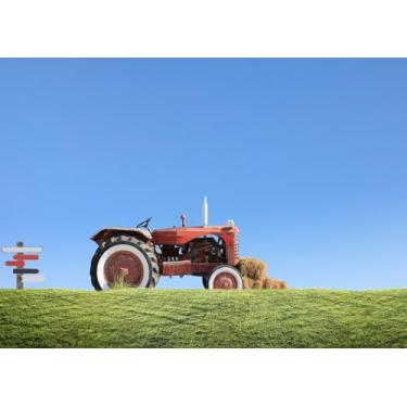 Imagem de SADFA Pano de fundo de fazenda de outono, 2,1 x 1,5 m, céu azul, palheiro, paisagem, cenário, fotografia, para-choque, colheita, festa, decoração de fotos, adereços para sessão de fotos