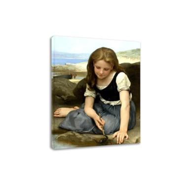 Imagem de LXURY Bouguereau. O caranguejo. Reprodução de pinturas famosas. Arte de parede em tela. Pôsteres e impressões. Imagem para decoração de casa 40 x 52 cm Moldura interna