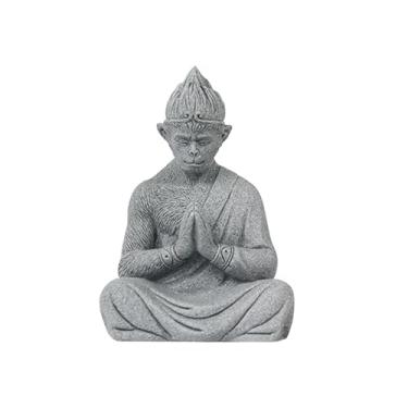 Imagem de BLWOTMOR Estátua de Buda Macaco Sentado, Mesa de Figura de Macaco, Escultura de Sun Wukong, Estatueta em Miniatura para, Quintal, Corredor, Armário, 13,5x7x9,5cm Orar
