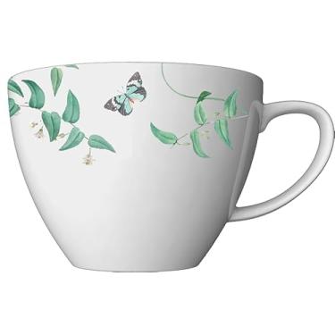 Imagem de Germer, Xícara e pires para chá em porcelana, modelo Versa, Anna, 240 ml, Branco com detalhes em amarelo e verde - FL