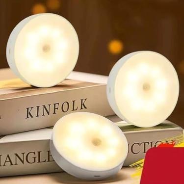 Imagem de Luminária Led com Sensor de Presença Movimento Inteligente Recarregável USB sem Fio - Luzinha Lâmpada Ideal para Closet Armário Corredor Escada Quarto de Bebê Criança