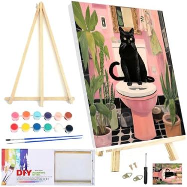 Imagem de WUDWL Kit de pintura por números para adultos, tela emoldurada, com cavalete de madeira, pintura por números para crianças de 8 a 12 anos, pintura a óleo de paisagem acrílica faça você mesmo