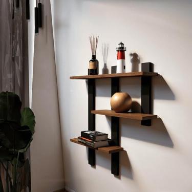 Imagem de Prateleira H 100% MDF suspensa pratileira decorativa decoração nicho -