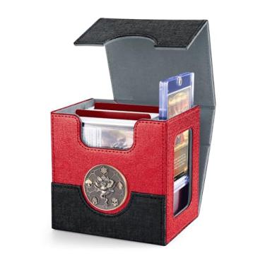 Imagem de banloga MTG Commander Deck Box with Display and Dice Tray, Holds 100+ Double-sleeved Cards, Card Storage Box Magnetic Closure Storage Box for MTG TCG Sports Cards(Black&Red)