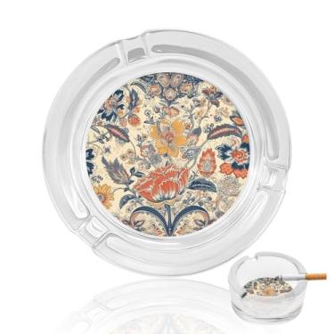Imagem de Cinzeiro de vidro cristal estilo country francês, cinzeiro redondo de vidro resistente para fumar cinzeiro portátil decorativo moderno para uso em casa, escritório, interior, exterior, pátio