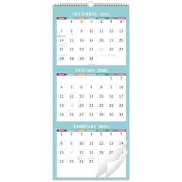 Imagem de Calendário de parede 2024 - calendário de 3 meses 2024, dezembro de 2023 - janeiro de 2025, 28,5 cm x 66 cm, calendário de parede de 3 meses 2024, calendário vertical de 3 meses com papel grosso - Morandi