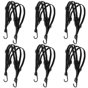 Imagem de ZENFUN 6 peças de corda de capacete de motocicleta, cordas pretas retráteis para capacete de bagagem, alça elástica com 2 ganchos, tiras de motocicleta a granel, acessório de motor