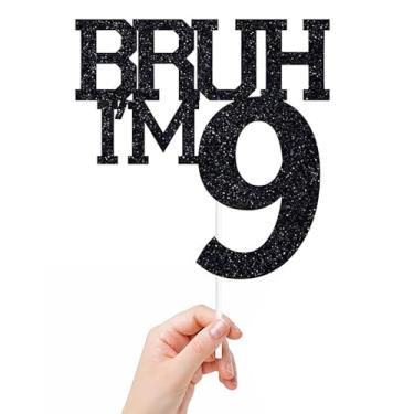 Imagem de Bruh I'm 13 Cake Topper, It's My Birthday Bro, Cheers to 13 Years/Official Teenager for Big Brother, Happy 13th Birthday Party Decorations Supplies for Kids Boys, Black Glitter (10)