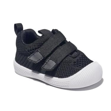 Imagem de Newsonet Sapatos de bebê meninos meninas primeiro andador sapatos de caminhada de malha descalço tênis leve antiderrapante infantil para 6 9 12 18 24 meses, C - preto, 12-18 Months Toddler