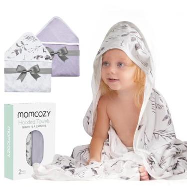 Imagem de Toalha de bebê Momcozy com capuz, pacote com 2 unidades e toalha de ba