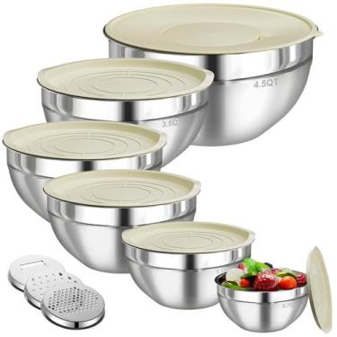 Imagem de Conjunto de taças de mistura Winproper de aço inoxidável 6 com tampas 