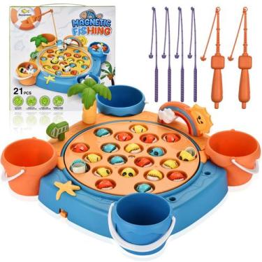 Imagem de Conjunto de jogos de pesca magnética Jovarous com 21 peixes de 6 pólos