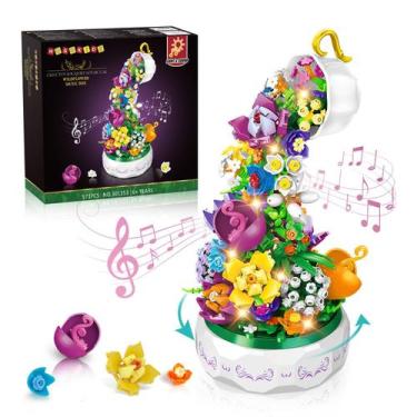 Imagem de Kit de blocos de construção Caixa de música HOGOKIDS Flowers com luz 5