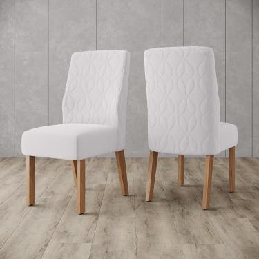 Imagem de Kit Conjunto 2 Cadeiras para Mesa Sala de Jantar Cozinha Ayla Estofada MDF Madeira Cinza Gelo