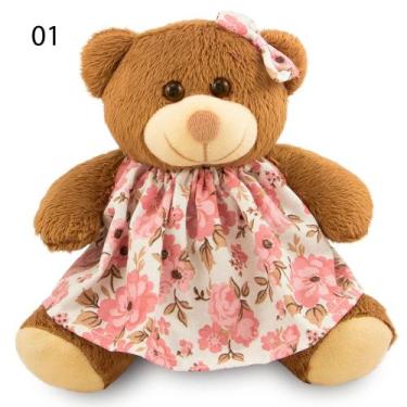 Imagem de Ursinha d Pelúcia Menina 25cm Anti-alérgico - Toybrink, Marrom, 01