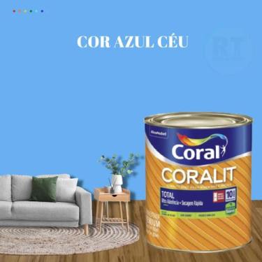 Imagem de Tinta Esmalte Sintético Base Água Cor Azul 800ml Coral Coralit Total Z